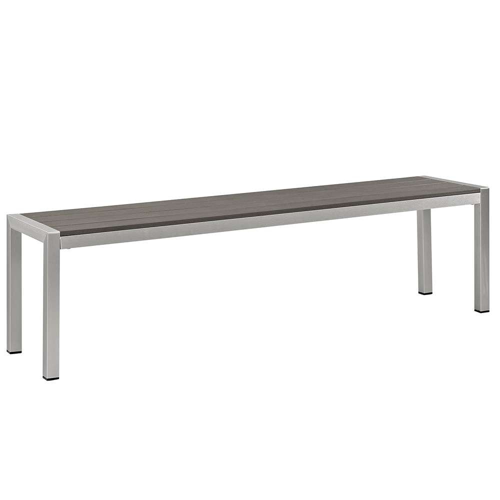 Modway - Shore Outdoor Patio Aluminum Bench - EEI-2252-SLV-GRY veiw 1