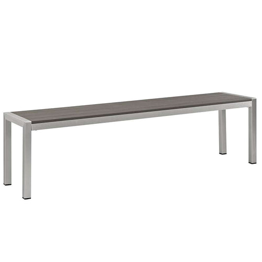 Modway - Shore Outdoor Patio Aluminum Bench - EEI-2252-SLV-GRY veiw 1