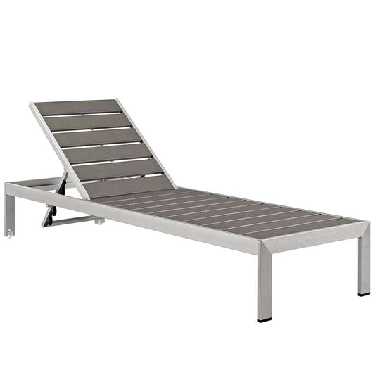 Modway - Shore Outdoor Patio Aluminum Chaise - EEI-2247-SLV-GRY veiw 1