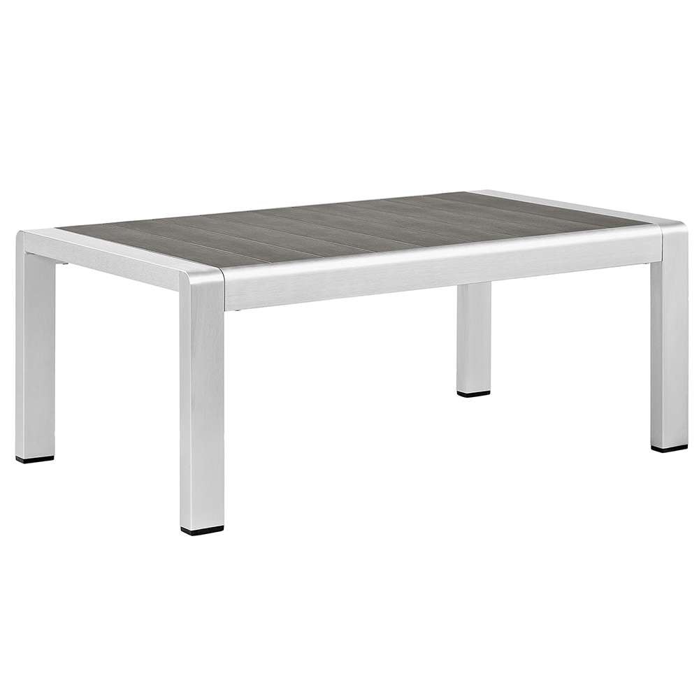 Modway - Shore Outdoor Patio Aluminum Coffee Table - EEI-2268-SLV-GRY veiw 1