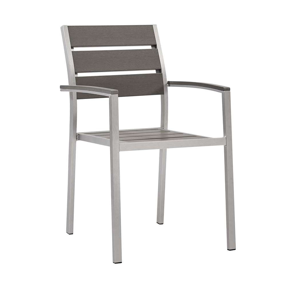 Modway - Shore Outdoor Patio Aluminum Dining Armchair - EEI-3130-SLV-GRY veiw 1