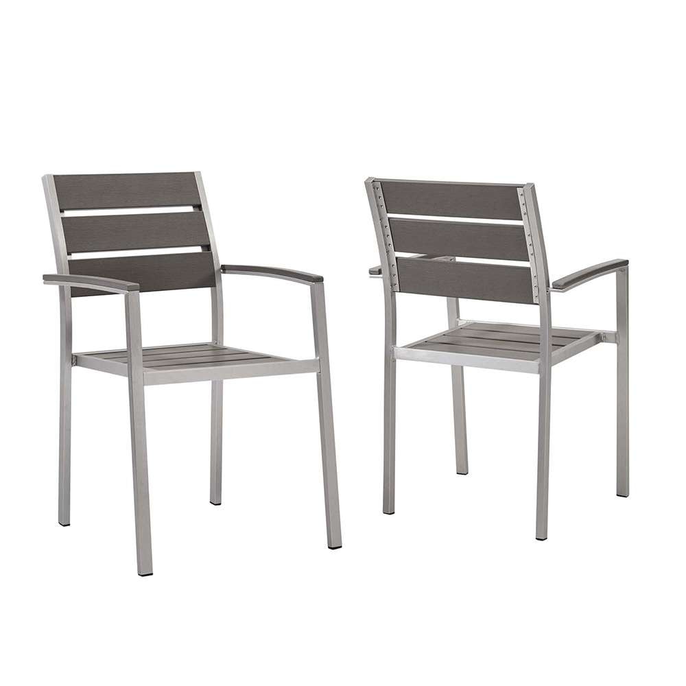 Modway - Shore Outdoor Patio Aluminum Dining Armchair (Set of 2) - EEI-4042-SLV-GRY veiw 1
