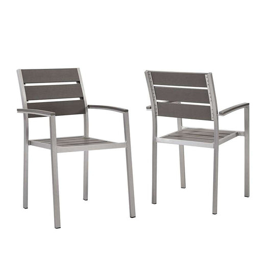 Modway - Shore Outdoor Patio Aluminum Dining Armchair (Set of 2) - EEI-4042-SLV-GRY veiw 1