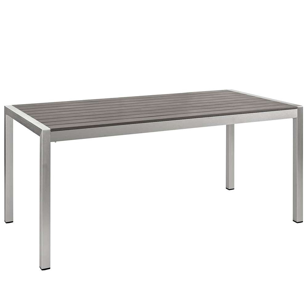 Modway - Shore Outdoor Patio Aluminum Dining Table - EEI-2251-SLV-GRY veiw 1
