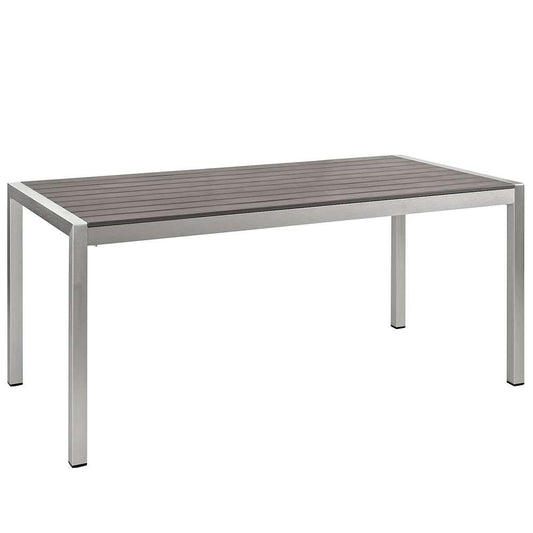 Modway - Shore Outdoor Patio Aluminum Dining Table - EEI-2251-SLV-GRY veiw 1