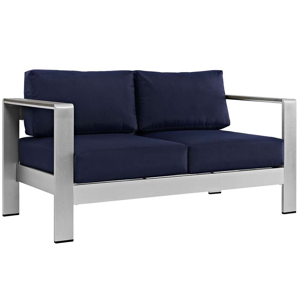 Modway - Shore Outdoor Patio Aluminum Loveseat - EEI-2267-SLV-NAV veiw 1