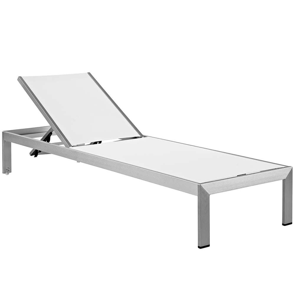 Modway - Shore Outdoor Patio Aluminum Mesh Chaise - EEI-2249-SLV-WHI veiw 1