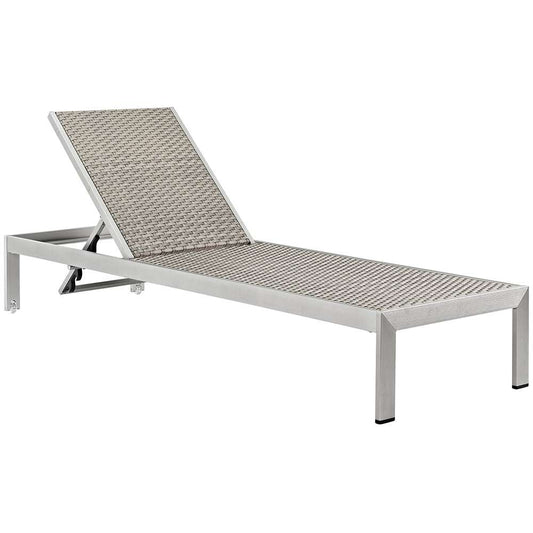 Modway - Shore Outdoor Patio Aluminum Rattan Chaise - EEI-2250-SLV-GRY veiw 1
