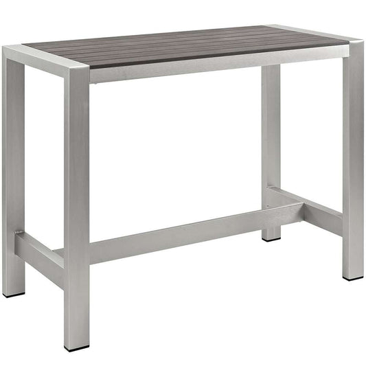 Modway - Shore Outdoor Patio Aluminum Rectangle Bar Table - EEI-2253-SLV-GRY veiw 1