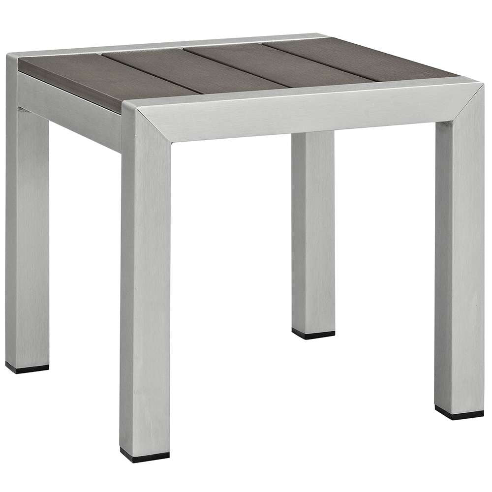 Modway - Shore Outdoor Patio Aluminum Side Table - EEI-2248-SLV-GRY veiw 1
