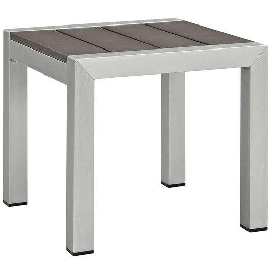 Modway - Shore Outdoor Patio Aluminum Side Table - EEI-2248-SLV-GRY veiw 1