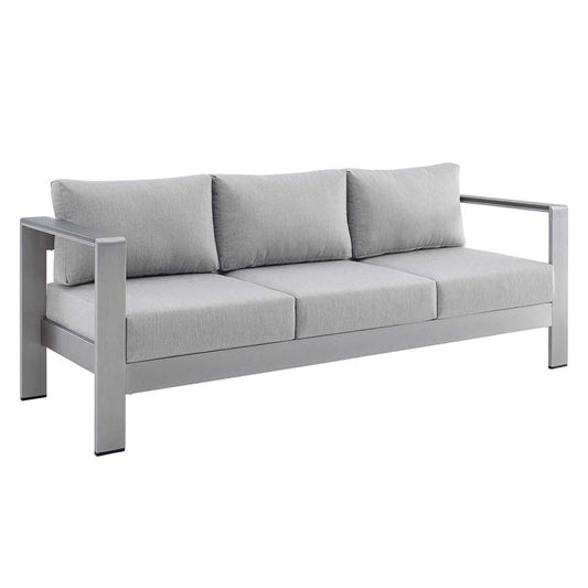 Modway - Shore Sunbrella Fabric Aluminum Outdoor Patio Sofa - EEI-4228-SLV-GRY veiw 1