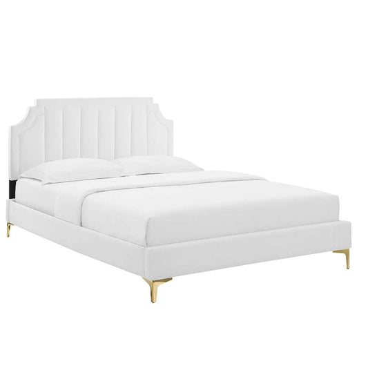 Modway - Sienna Performance Velvet Full Platform Bed - MOD-6912-WHI veiw 1