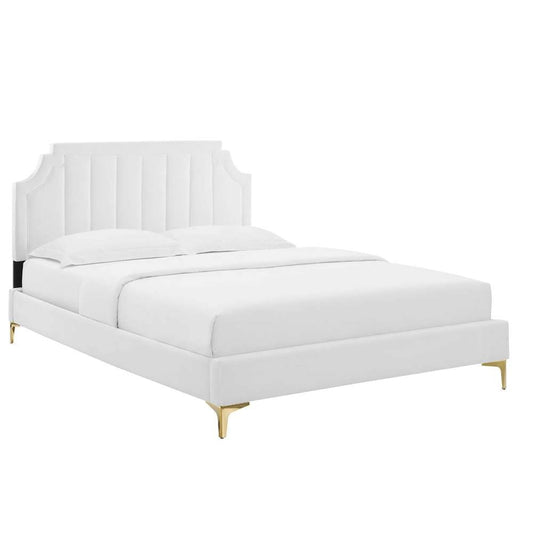 Modway - Sienna Performance Velvet Full Platform Bed - MOD-6912-WHI veiw 2
