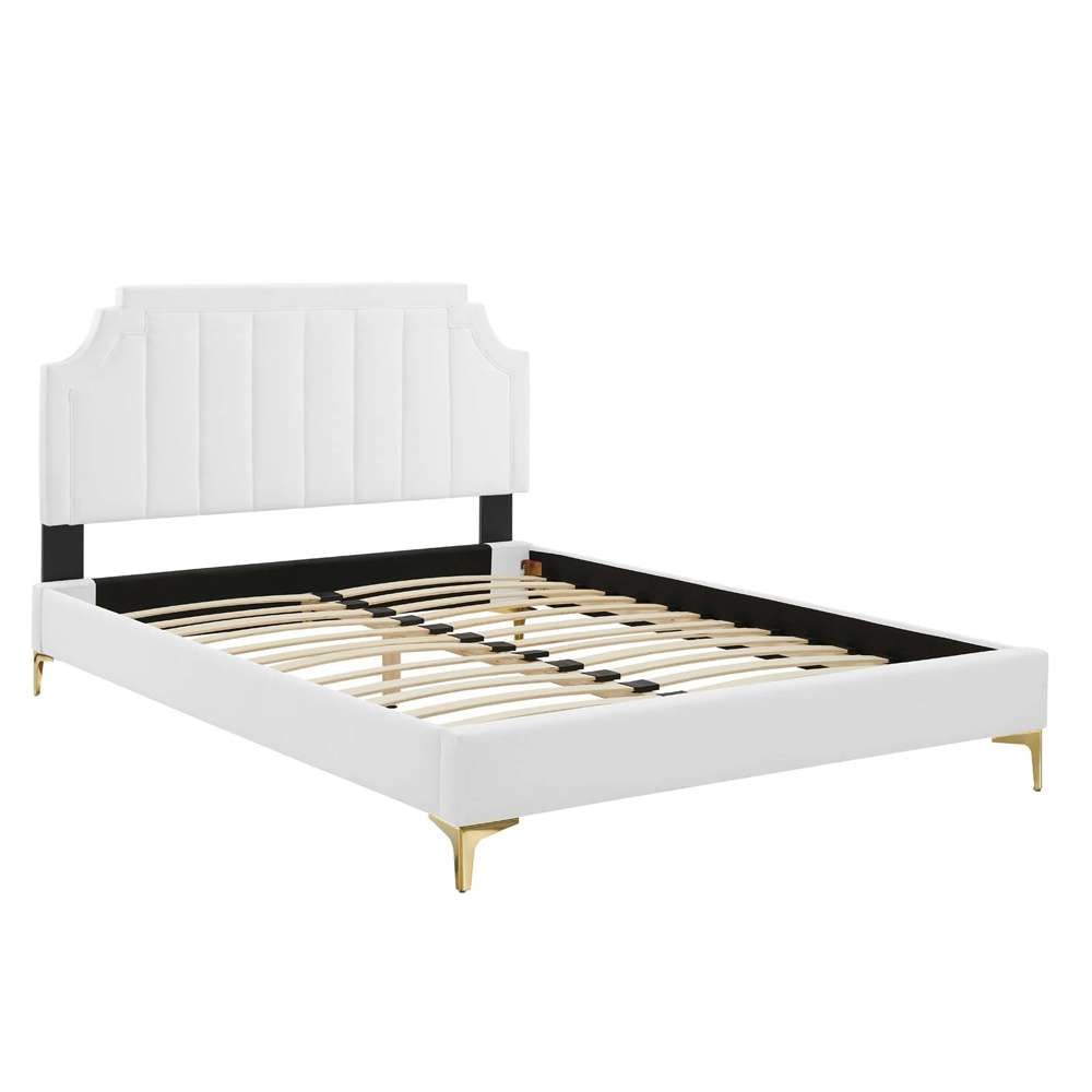 Modway - Sienna Performance Velvet Full Platform Bed - MOD-6912-WHI veiw 3