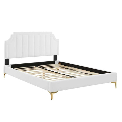 Modway - Sienna Performance Velvet Full Platform Bed - MOD-6912-WHI veiw 3