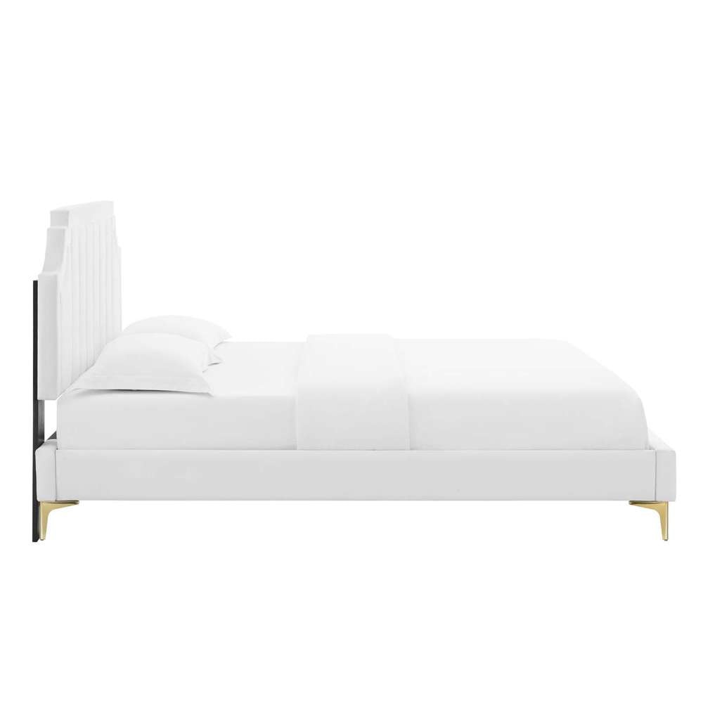 Modway - Sienna Performance Velvet Full Platform Bed - MOD-6912-WHI veiw 5
