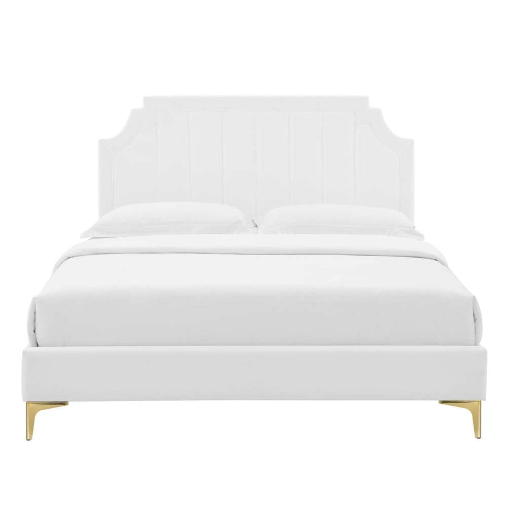 Modway - Sienna Performance Velvet Full Platform Bed - MOD-6912-WHI veiw 6