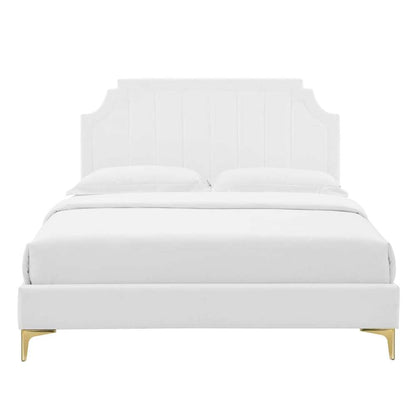 Modway - Sienna Performance Velvet Full Platform Bed - MOD-6912-WHI veiw 6