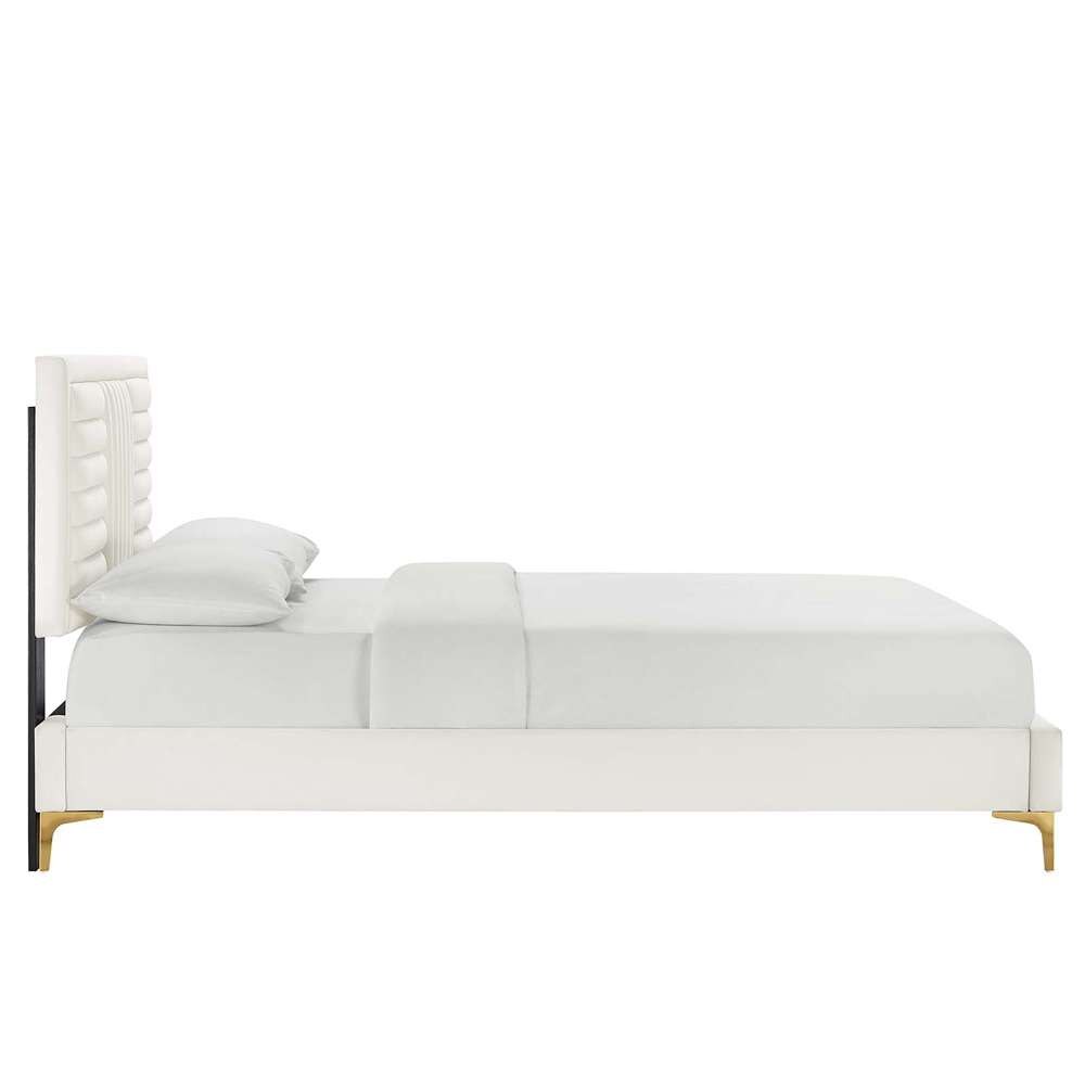Modway - Sofia Channel Tufted Performance Velvet Full Platform Bed - MOD-6995-WHI veiw 3