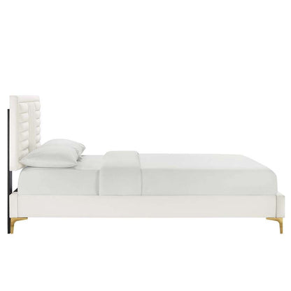 Modway - Sofia Channel Tufted Performance Velvet Full Platform Bed - MOD-6995-WHI veiw 3