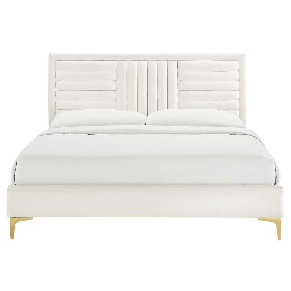 Modway - Sofia Channel Tufted Performance Velvet Full Platform Bed - MOD-6995-WHI veiw 4