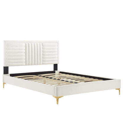 Modway - Sofia Channel Tufted Performance Velvet Full Platform Bed - MOD-6995-WHI veiw 5