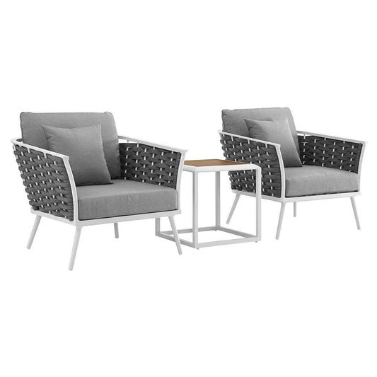 Modway - Stance 3 Piece Outdoor Patio Aluminum Sectional Sofa Set - EEI-3163-WHI-GRY-SET veiw 1