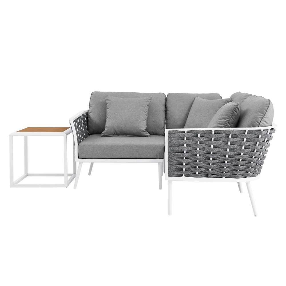 Modway - Stance 4 Piece Outdoor Patio Aluminum Sectional Sofa Set - EEI-5755-WHI-GRY veiw 3