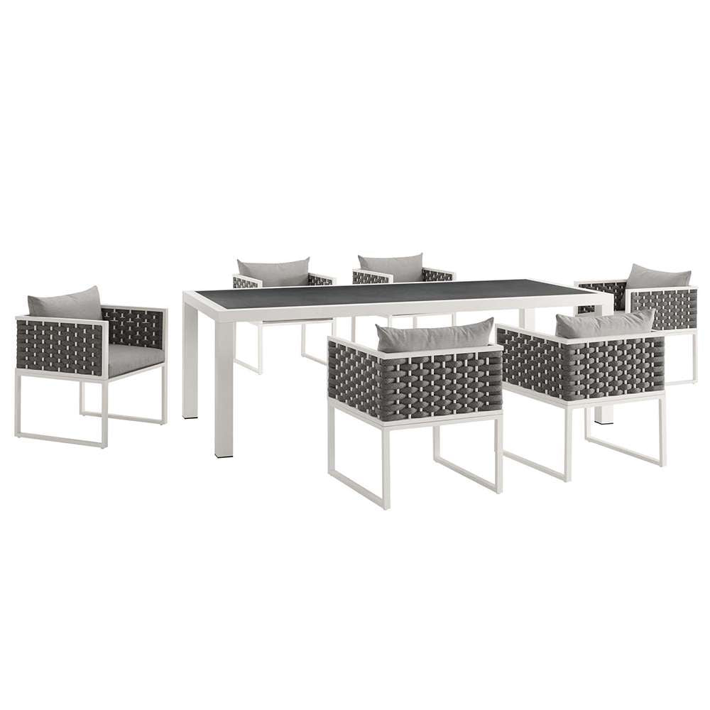 Modway - Stance 7 Piece Outdoor Patio Aluminum Dining Set - EEI-3185-WHI-GRY-SET veiw 1