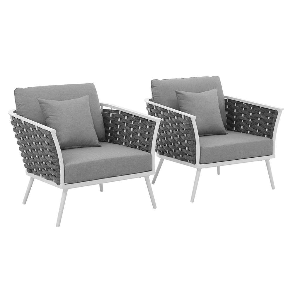 Modway - Stance Armchair Outdoor Patio Aluminum (Set of 2) - EEI-3162-WHI-GRY-SET veiw 1
