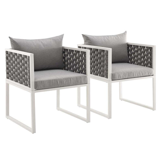 Modway - Stance Dining Armchair Outdoor Patio Aluminum (Set of 2) - EEI-3183-WHI-GRY-SET veiw 1