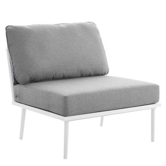 Modway - Stance Outdoor Patio Aluminum Armless Chair - EEI-5568-WHI-GRY veiw 1