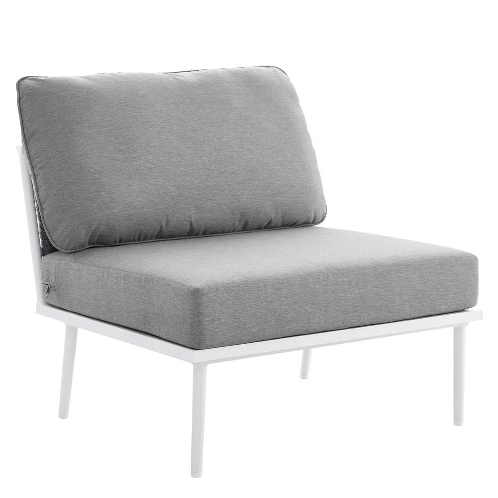 Modway - Stance Outdoor Patio Aluminum Armless Chair - EEI-5568-WHI-GRY veiw 2