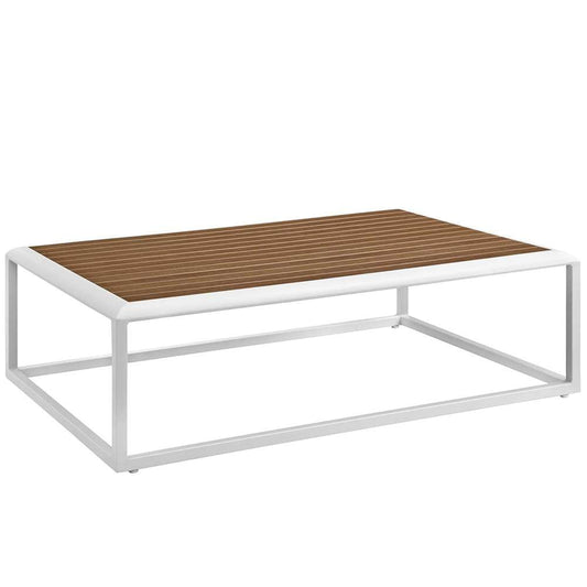 Modway - Stance Outdoor Patio Aluminum Coffee Table - EEI-3021-WHI-NAT veiw 1