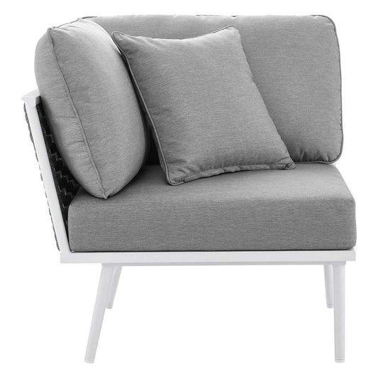Modway - Stance Outdoor Patio Aluminum Corner Chair - EEI-5567-WHI-GRY veiw 1