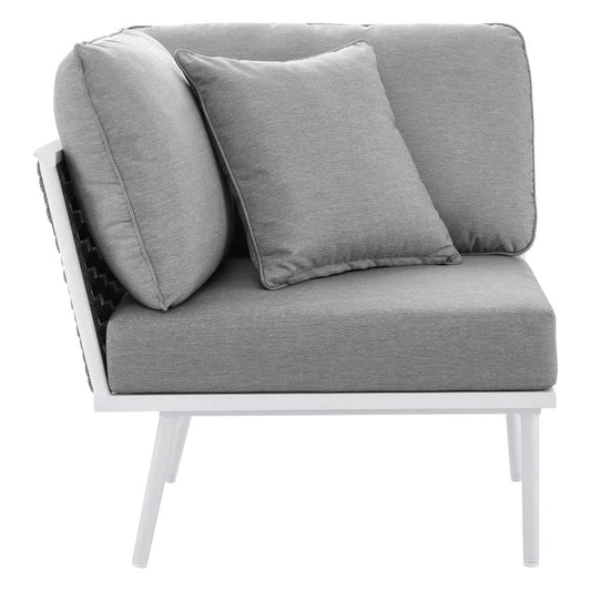 Modway - Stance Outdoor Patio Aluminum Corner Chair - EEI-5567-WHI-GRY veiw 2