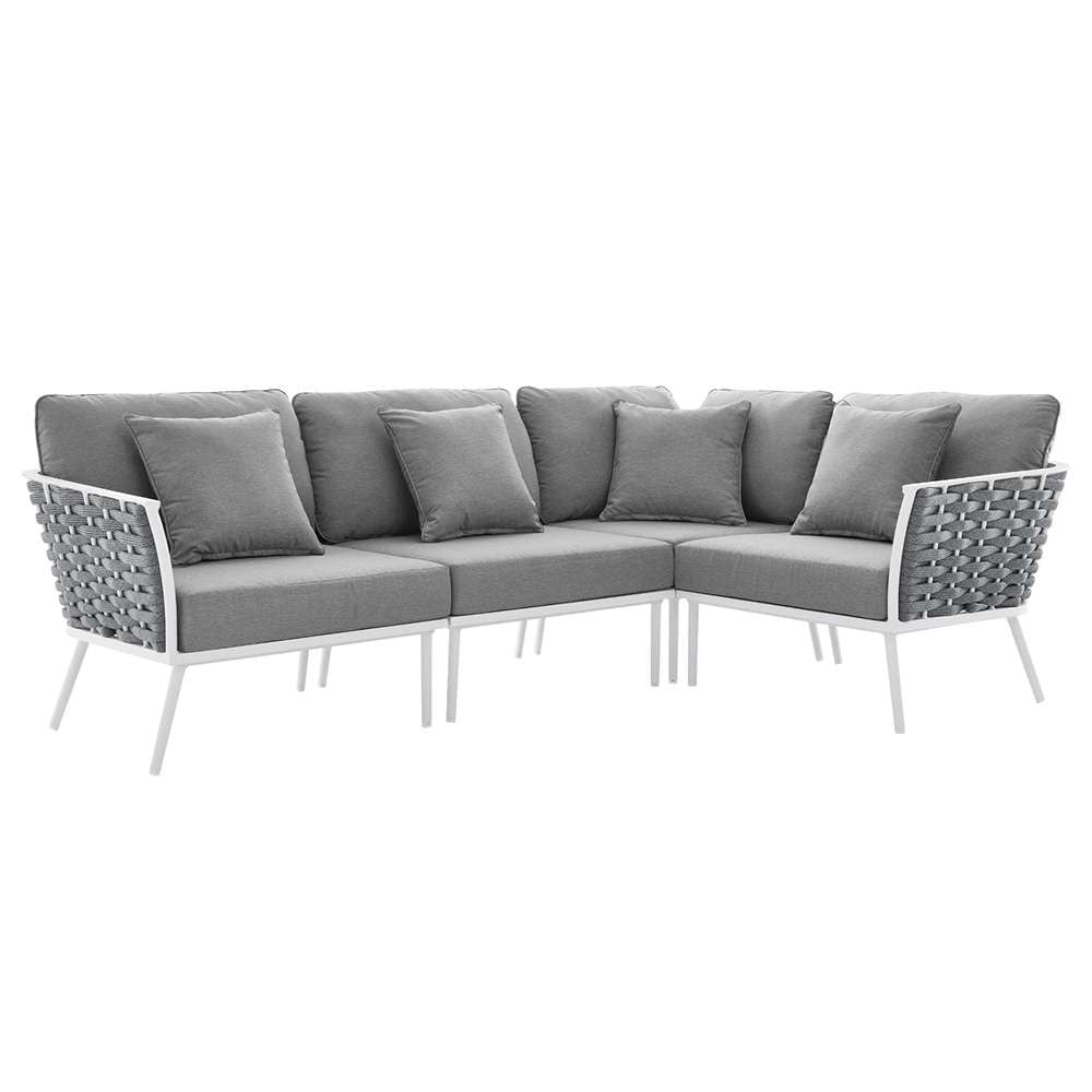 Modway - Stance Outdoor Patio Aluminum Large Sectional Sofa - EEI-5753-WHI-GRY veiw 1
