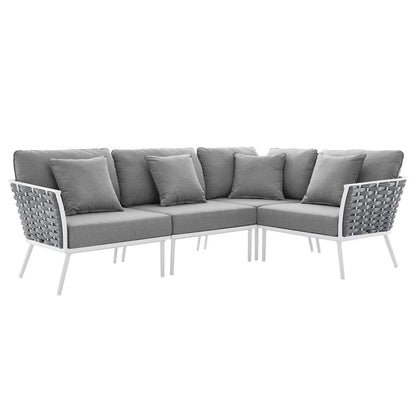 Modway - Stance Outdoor Patio Aluminum Large Sectional Sofa - EEI-5753-WHI-GRY veiw 1