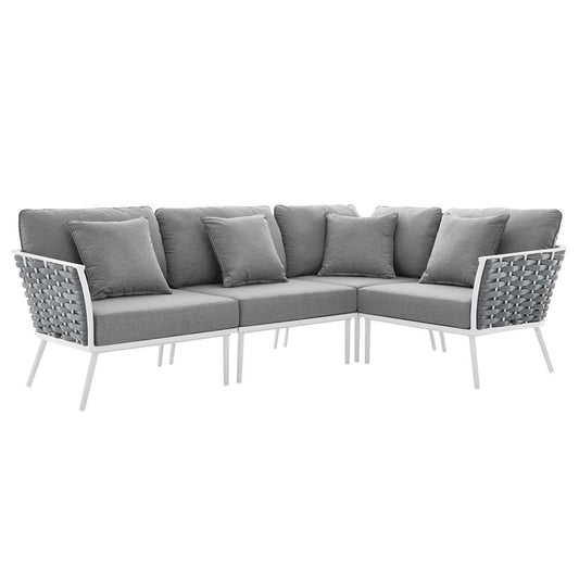 Modway - Stance Outdoor Patio Aluminum Large Sectional Sofa - EEI-5753-WHI-GRY veiw 1