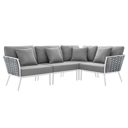 Modway - Stance Outdoor Patio Aluminum Large Sectional Sofa - EEI-5753-WHI-GRY veiw 2