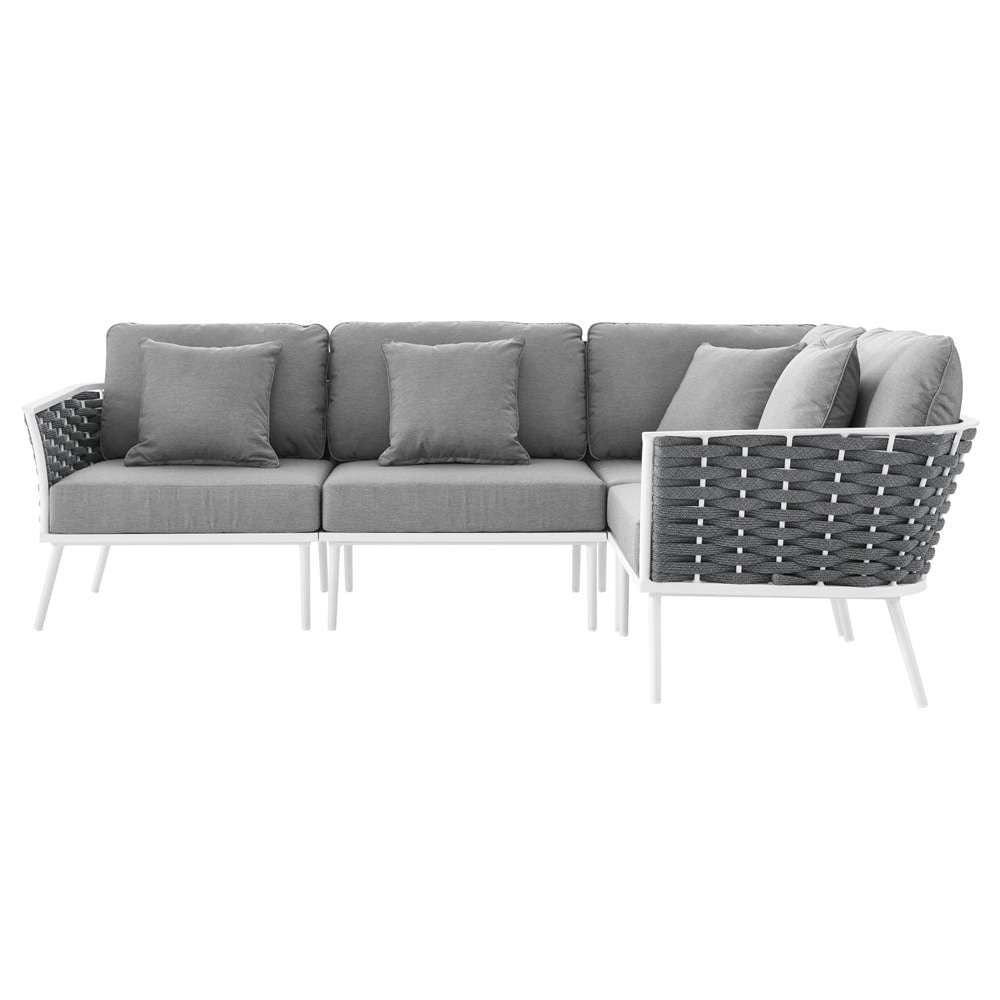 Modway - Stance Outdoor Patio Aluminum Large Sectional Sofa - EEI-5753-WHI-GRY veiw 3