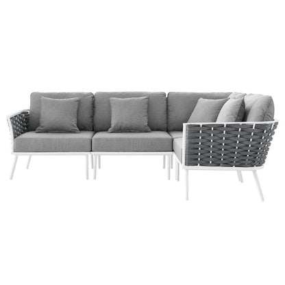 Modway - Stance Outdoor Patio Aluminum Large Sectional Sofa - EEI-5753-WHI-GRY veiw 3