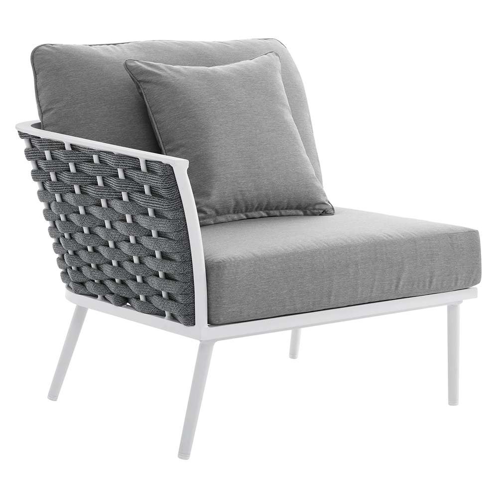 Modway - Stance Outdoor Patio Aluminum Left-Facing Armchair - EEI-5565-WHI-GRY veiw 1