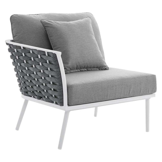 Modway - Stance Outdoor Patio Aluminum Left-Facing Armchair - EEI-5565-WHI-GRY veiw 1