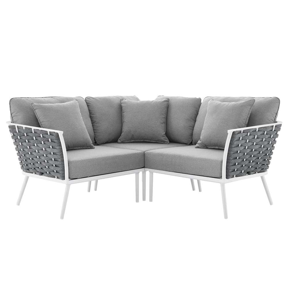 Modway - Stance Outdoor Patio Aluminum Small Sectional Sofa - EEI-5752-WHI-GRY veiw 1