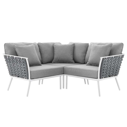 Modway - Stance Outdoor Patio Aluminum Small Sectional Sofa - EEI-5752-WHI-GRY veiw 2