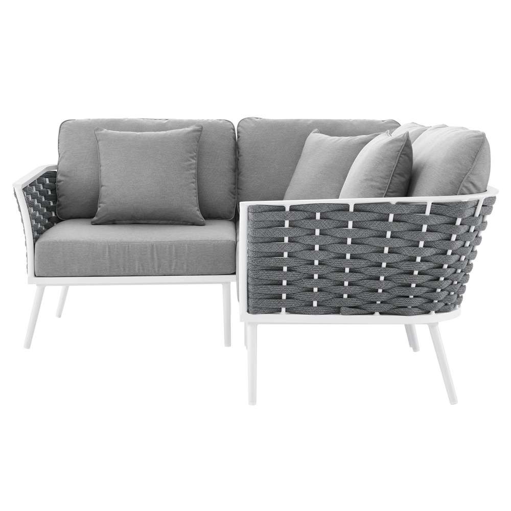 Modway - Stance Outdoor Patio Aluminum Small Sectional Sofa - EEI-5752-WHI-GRY veiw 3