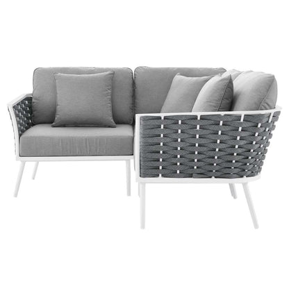 Modway - Stance Outdoor Patio Aluminum Small Sectional Sofa - EEI-5752-WHI-GRY veiw 3