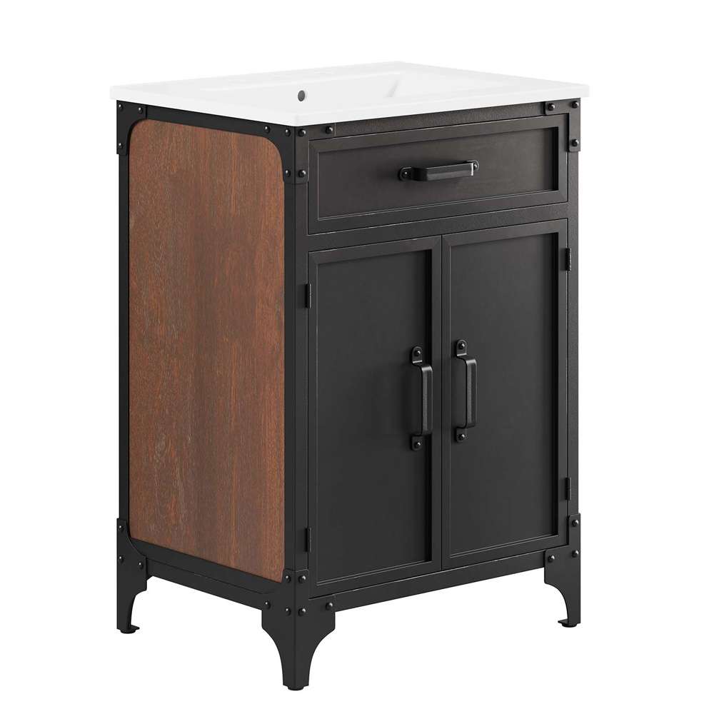 Modway - Steamforge 24in Bathroom Vanity - EEI-6413-WHI-BLK veiw 2
